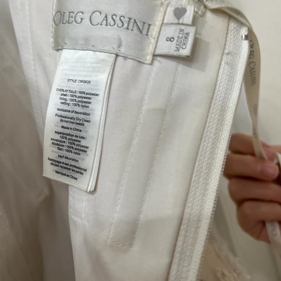 Oleg Cassini Beaded Lace Tulle Wedding Dress - Picture 8 of 9